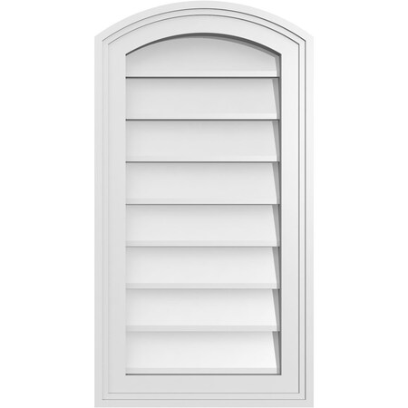 Ekena Millwork Arch Top Surface Mount PVC Gable Vent: Functional, w/ 2"W x 1-1/2"P Brickmould Frame, 14"W x 26"H GVPAR14X2602SF